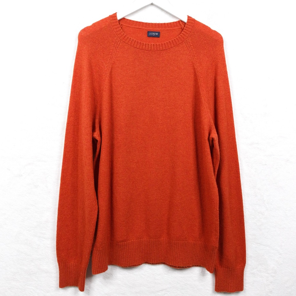 J CREW Lambswool Blend Crew Neck Sweater Pullover Burnt‎ Orange Fall Mens Sz XL
